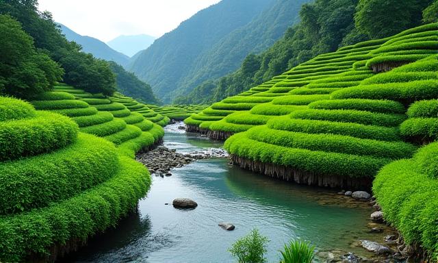 静岡のワサビ農園の風景と栽培の様子